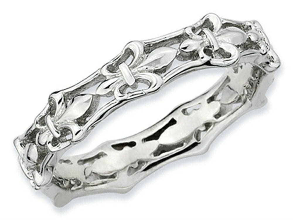 Stackable Expressions Sterling Silver Polished Fleur De Lis Stackable Ring
