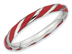 Stackable Expressions Sterling Silver Twisted Red Enameled 2.4 x 2.0mm Stackable Ring