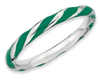 Stackable Expressions Sterling Silver Twisted Green Enameled 2.4 x 2.0mm Stackable Ring