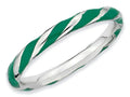 Stackable Expressions Sterling Silver Twisted Green Enameled 2.4 x 2.0mm Stackable Ring