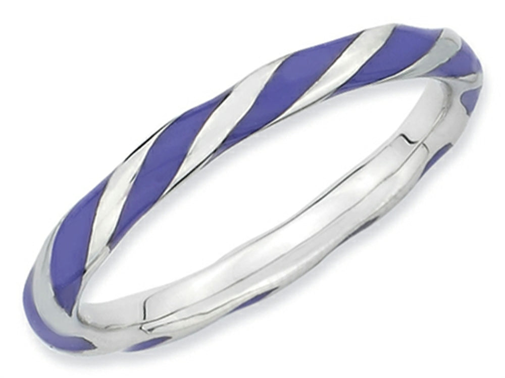 Stackable Expressions Sterling Silver Twisted Purple Enameled 2.4 x 2.0mm Stackable Ring