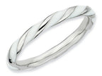 Stackable Expressions Sterling Silver Twisted White Enameled 2.4 x 2.0mm Stackable Ring