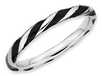 Stackable Expressions Sterling Silver Twisted Black Enameled Stackable Ring