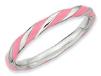 Stackable Expressions Sterling Silver Twisted Pink Enameled 2.4 x 2.0mm Stackable Ring