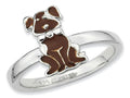 Stackable Expressions Sterling Silver Brown Enameled Dog Stackable Ring