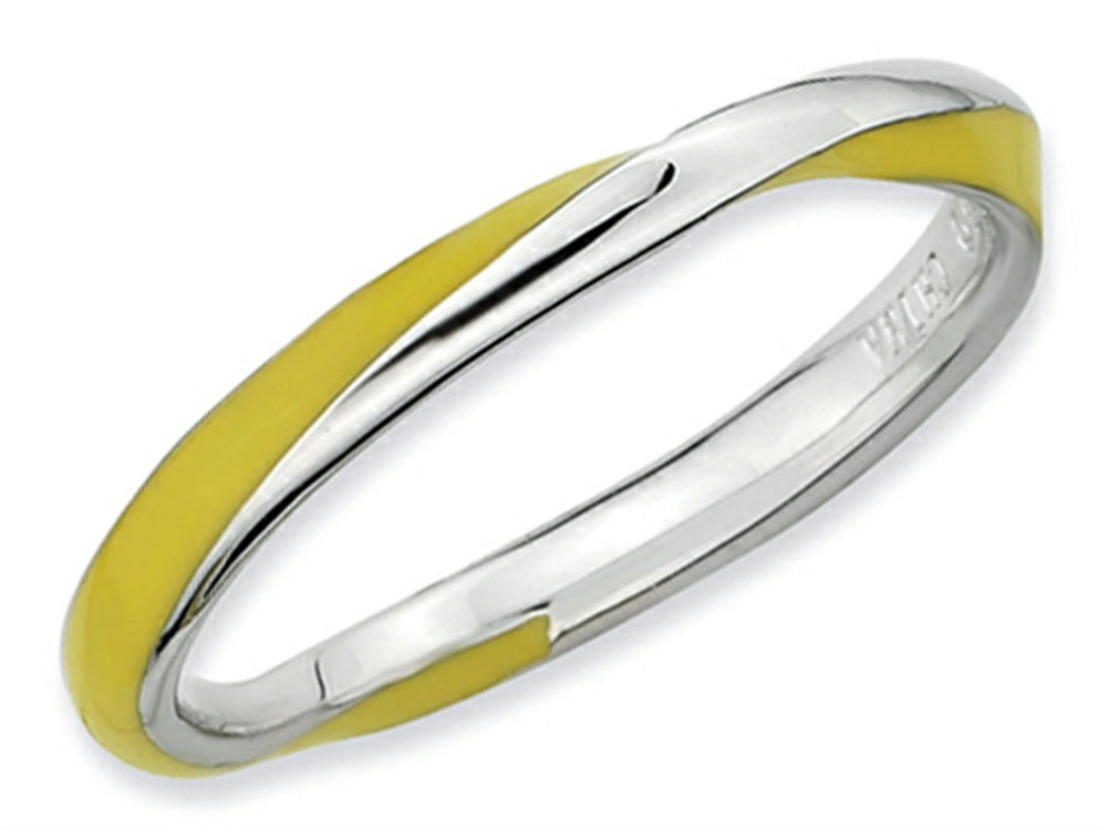 Stackable Expressions Sterling Silver Twisted Yellow Enameled 2.5 x 2.25mm Stackable Ring
