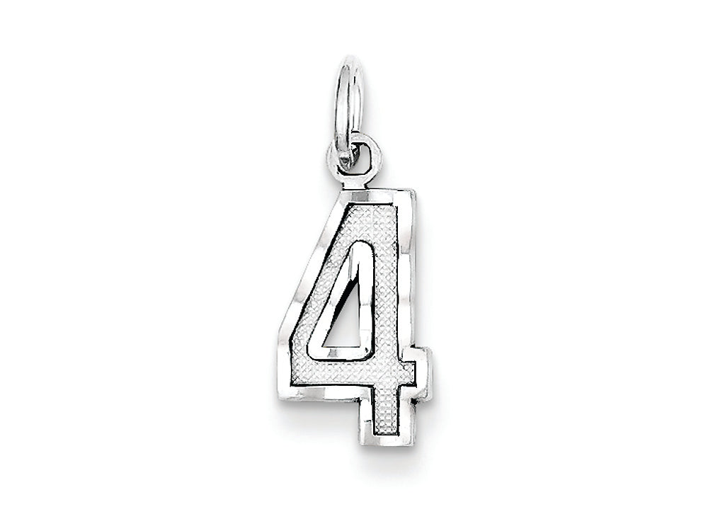FJC Finejewelers Sterling Silver Small Bright-cut #4 Charm