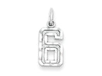 FJC Finejewelers Sterling Silver Small Bright-cut #6 Charm