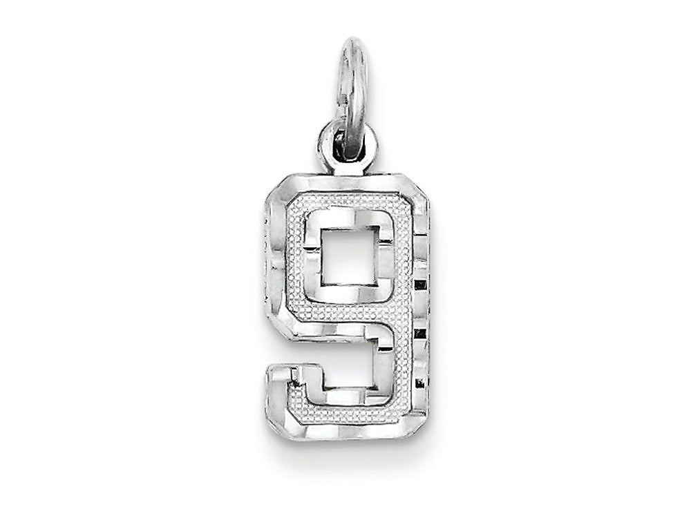 FJC Finejewelers Sterling Silver Small Bright-cut #9 Charm