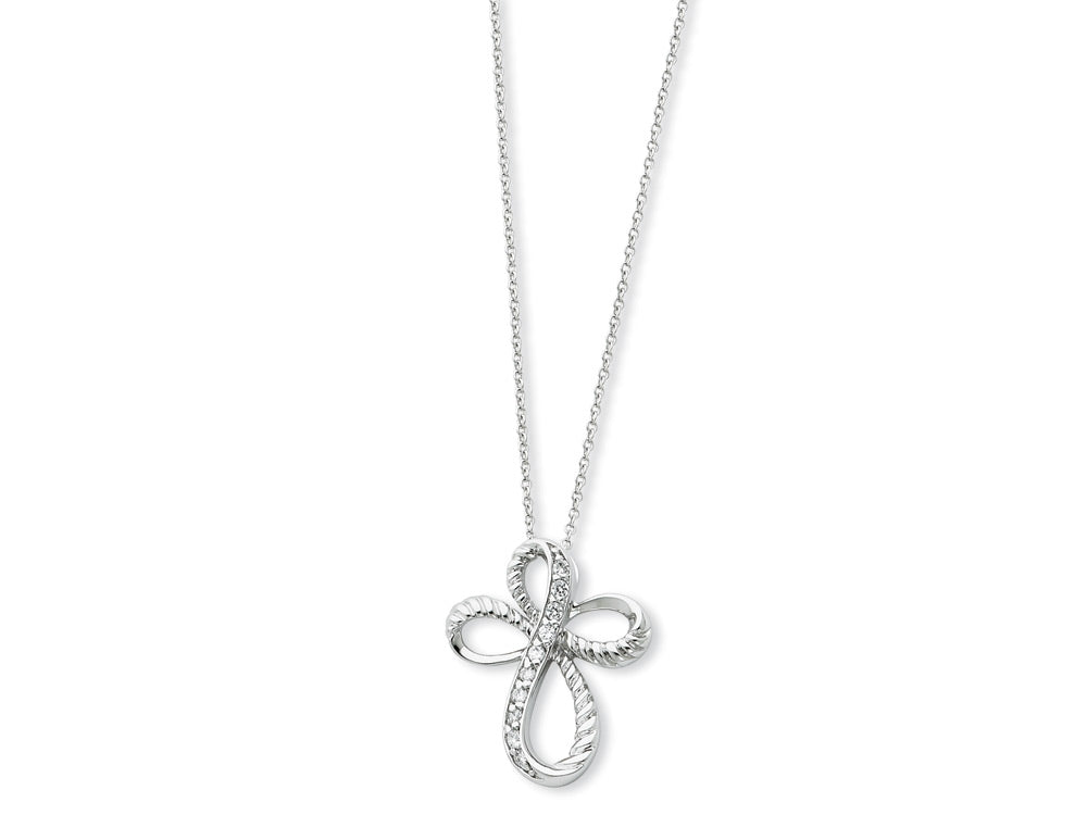 Sentimental Expressions(tm) Sterling Silver and CZ Endless Hope 18 Inch Cross Necklace