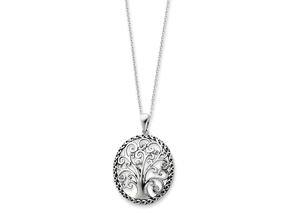 Sentimental Expressions(tm) Sterling Silver Antiqued Tree of Life 18 Inch Necklace