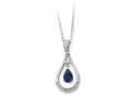 Sentimental Expressions(tm) Sterling Silver Sept. Created Sapphire Never Forget Tear 18 Inch Necklace