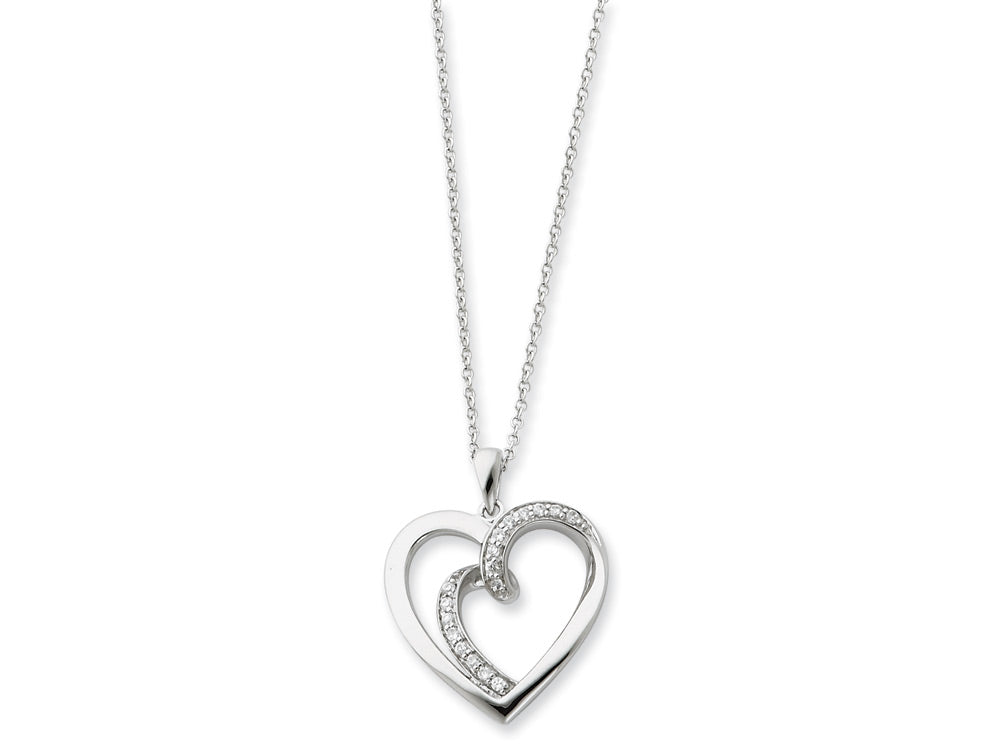 Sentimental Expressions(tm) Sterling Silver and CZ Soulmate 18 Inch Heart Necklace