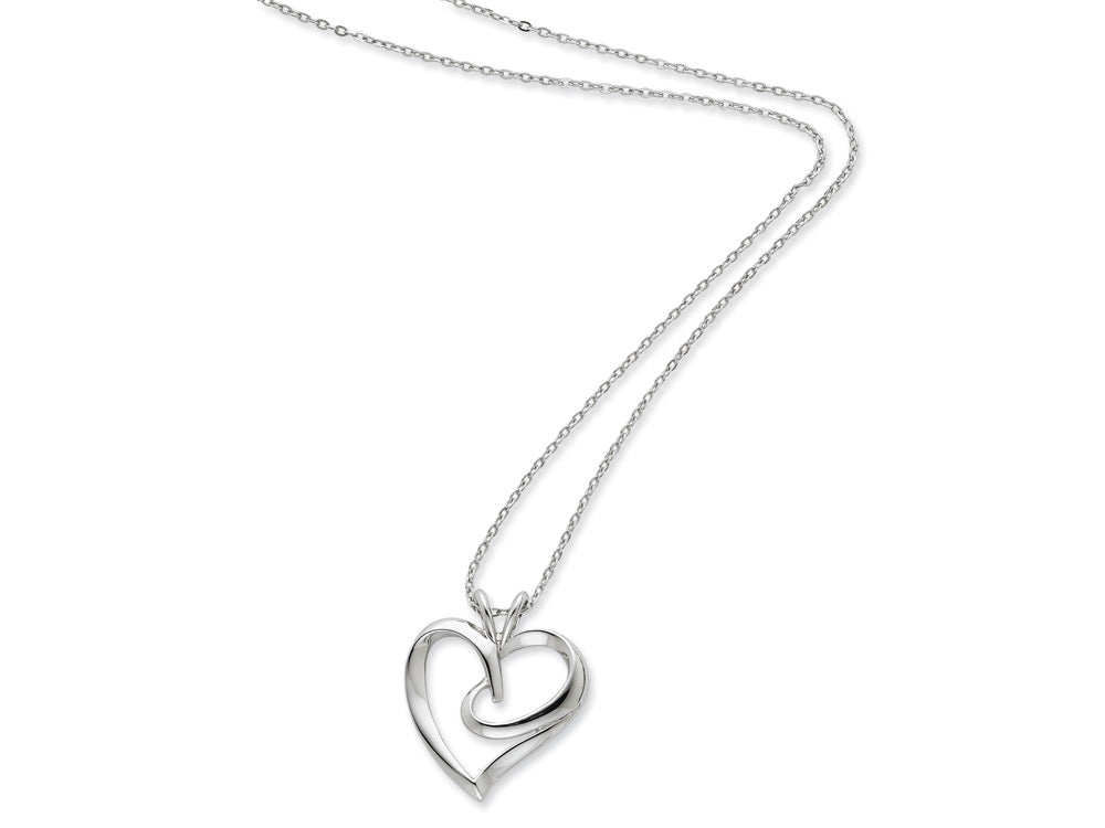 Sentimental Expressions(tm) Sterling Silver The Hugging Heart 18 Inch Necklace