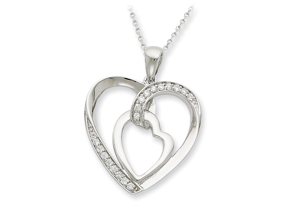 Sentimental Expressions(tm) Sterling Silver CZ My Heart To Yours 18 Inch Necklace