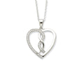 Sentimental Expressions(tm) Sterling Silver CZ Hearts Joined Together 18 Inch Necklace