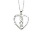 Sentimental Expressions(tm) Sterling Silver CZ Hearts Joined Together 18 Inch Necklace
