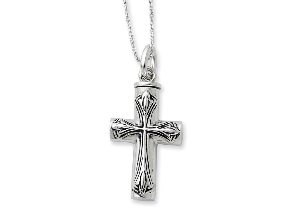 Sentimental Expressions(tm) Sterling Silver Antiqued Cross Ash Holder 18 Inch Necklace