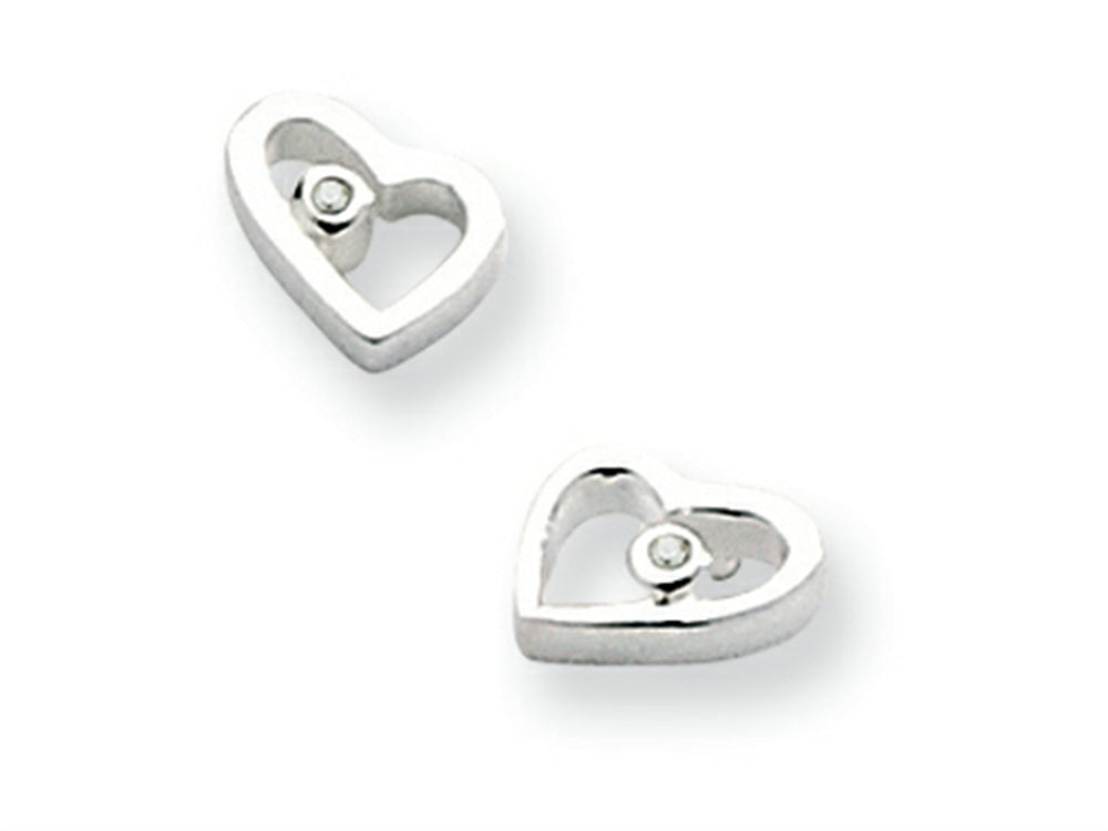 White Ice™ Sterling Silver Diamond Heart Earrings
