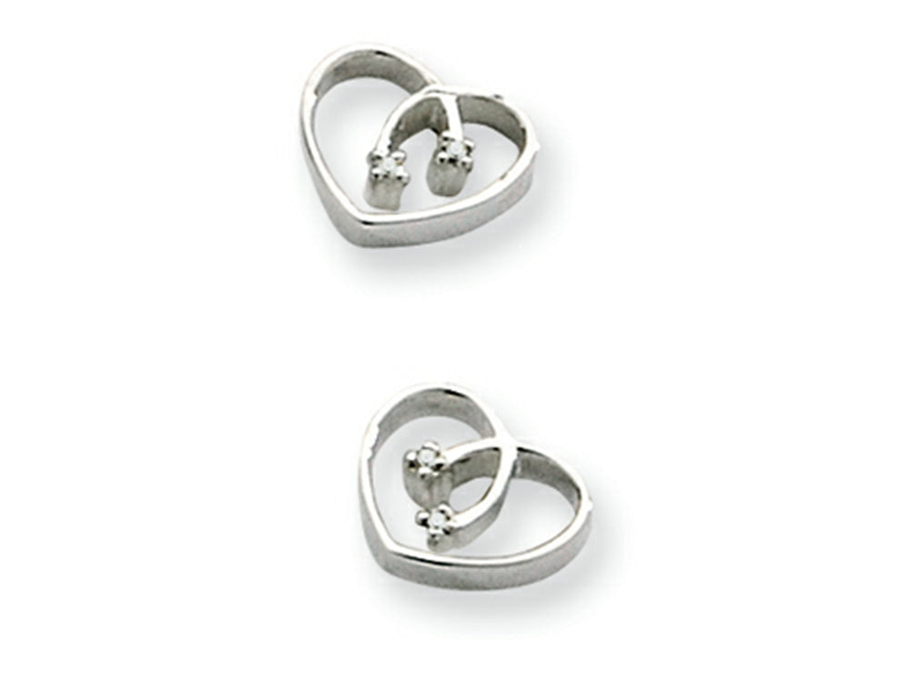 White Ice™ Sterling Silver Diamond Heart Earrings