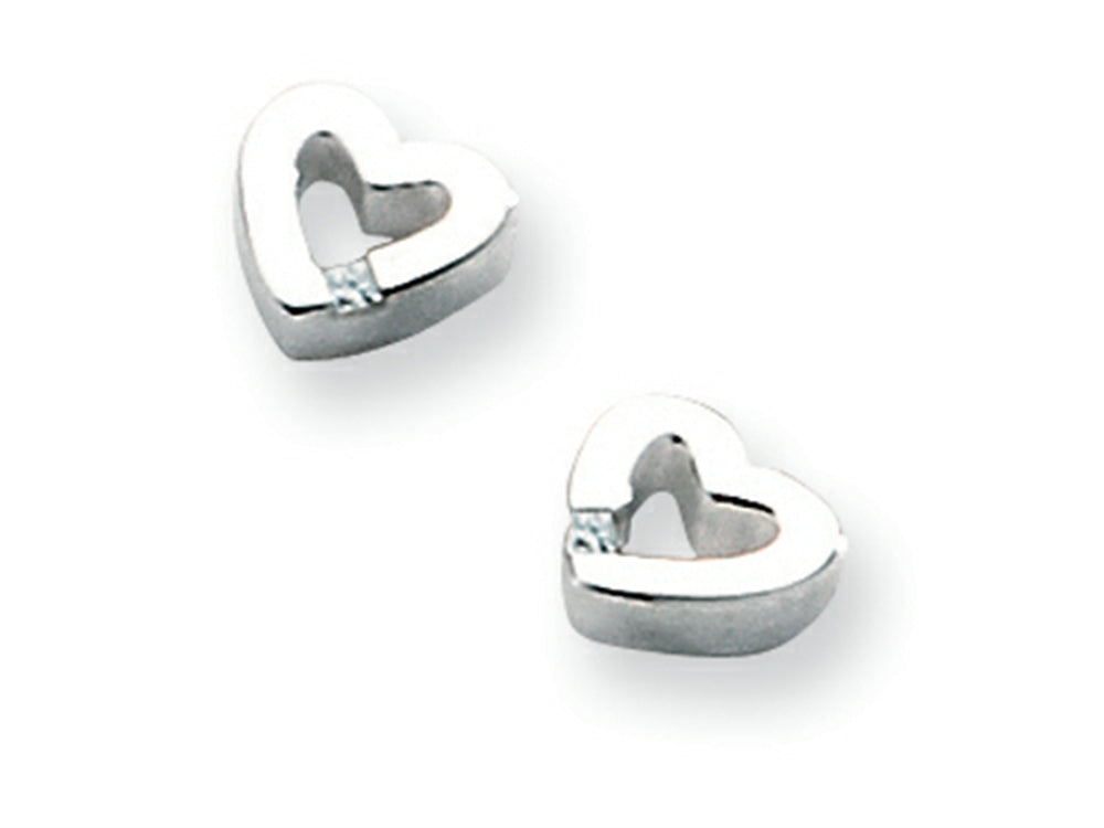White Ice™ Sterling Silver Diamond Heart Earrings