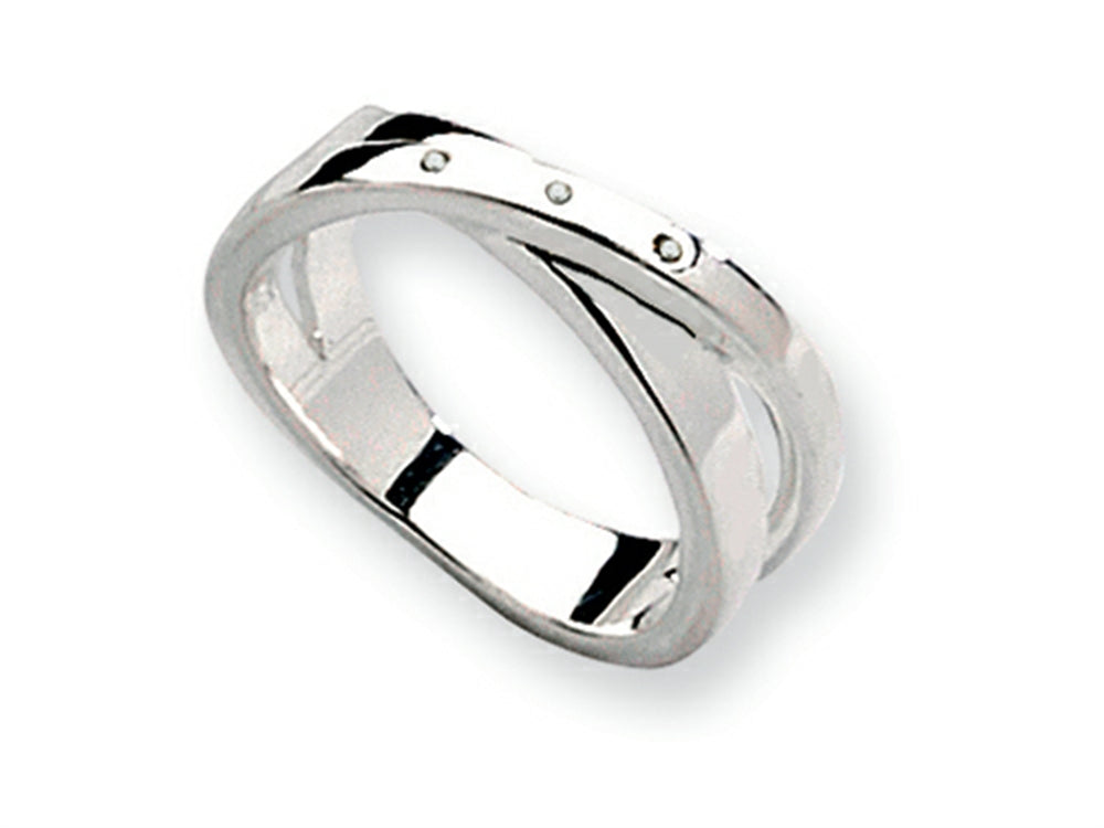 White Ice™ Sterling Silver Diamond Crossover Ring