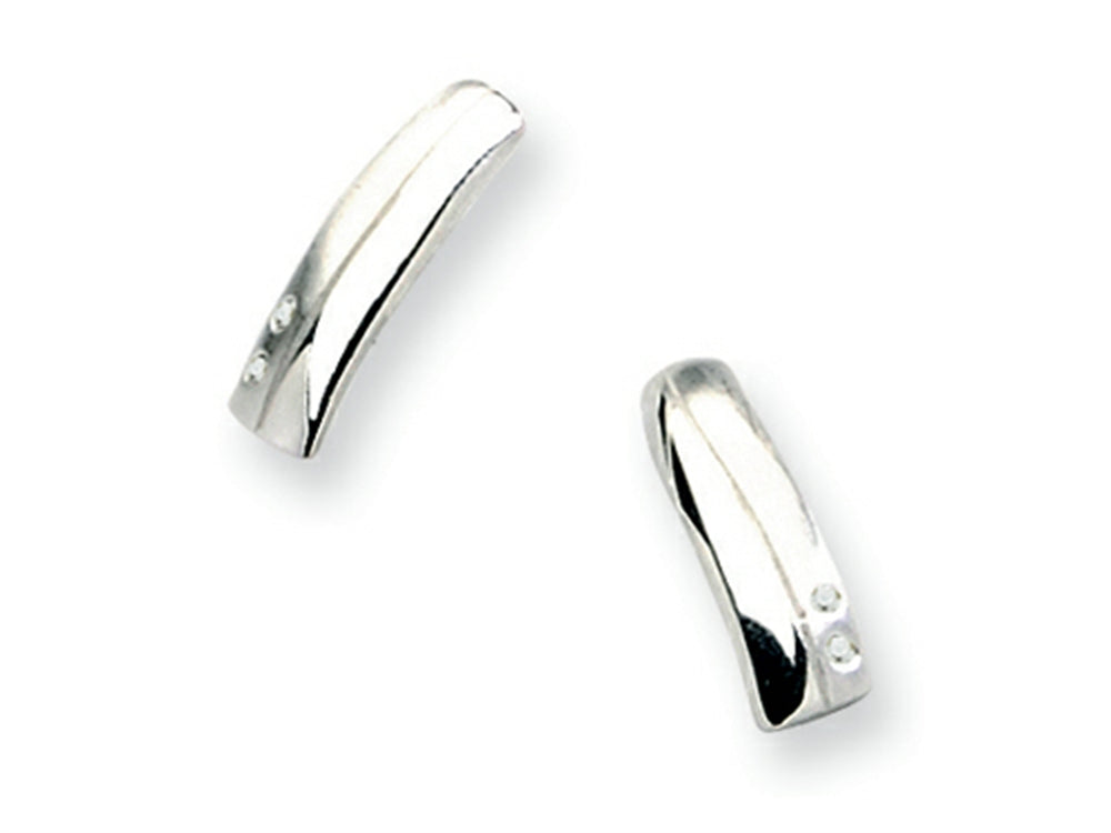 White Ice™ Sterling Silver Satin and Polished Diamond Earrings