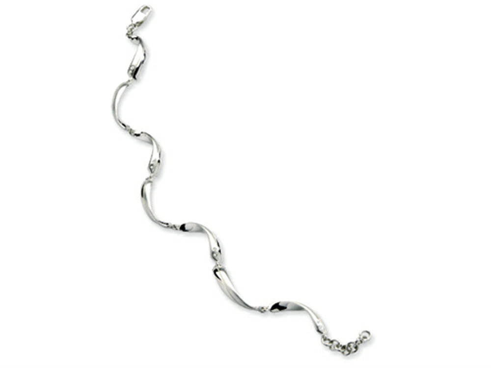 White Ice™ Sterling Silver Satin and Polished Diamond Bracelet