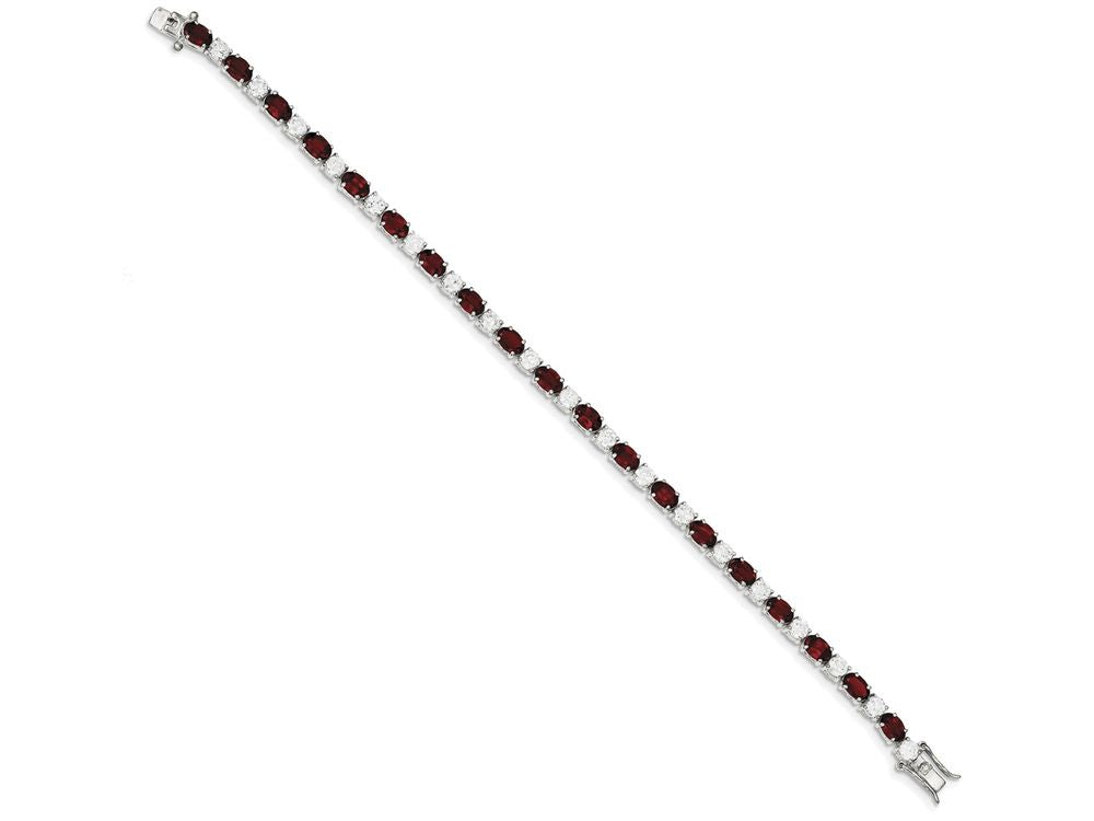 FJC Finejewelers Sterling Silver Garnet and Cubic Zirconia Bracelet