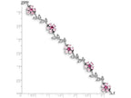 FJC Finejewelers Sterling Silver 7.75inch Pink And Clear Cubic Zirconia Flower Bracelet