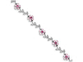 FJC Finejewelers Sterling Silver 7.75inch Pink And Clear Cubic Zirconia Flower Bracelet