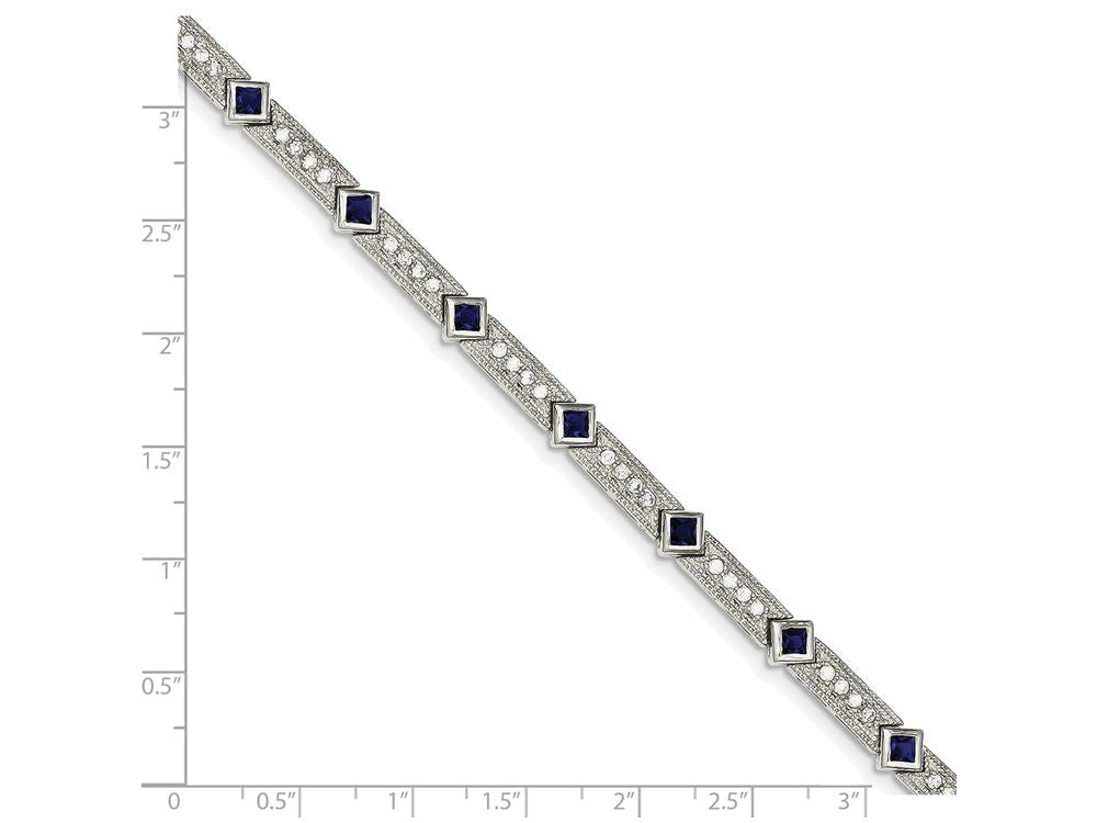 FJC Finejewelers Sterling Silver Blue And Clear Cubic Zirconia Bracelet