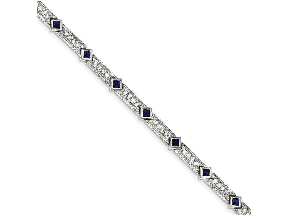 FJC Finejewelers Sterling Silver Blue And Clear Cubic Zirconia Bracelet