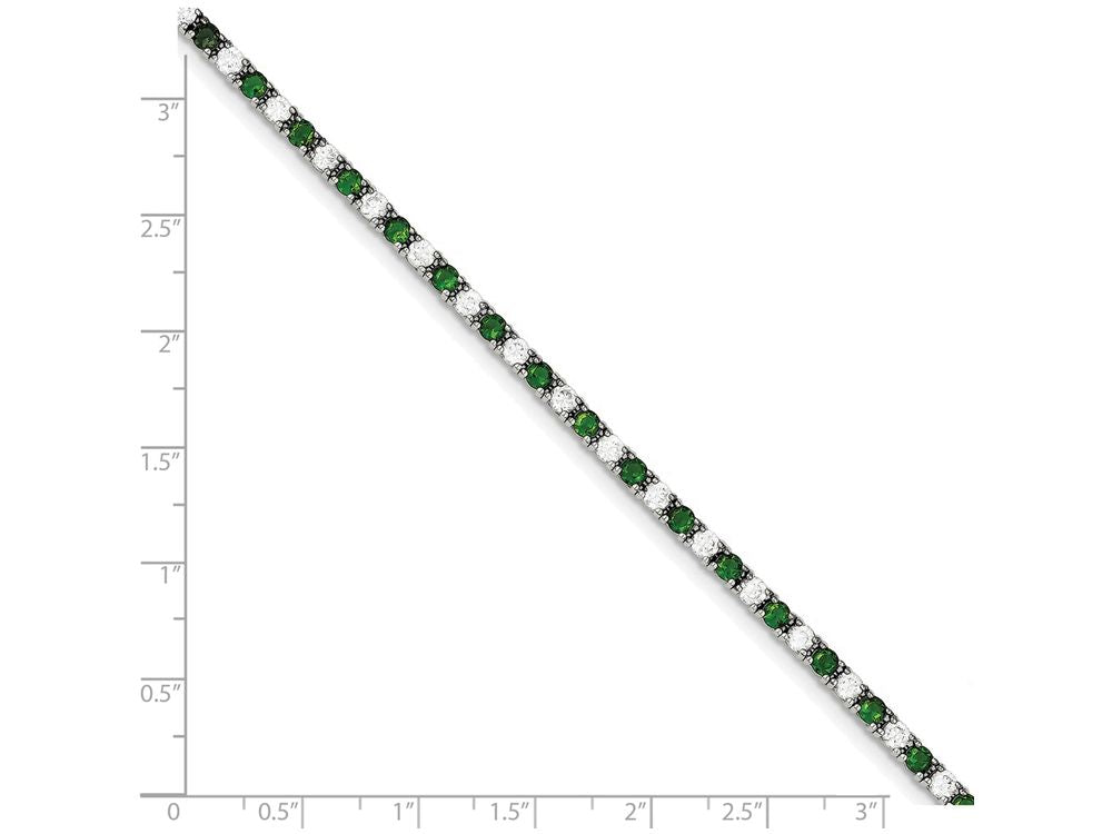 FJC Finejewelers Sterling Silver 7inch Green And White Cubic Zirconia Bracelet