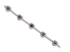 FJC Finejewelers Sterling Silver Amethyst And Clear Cubic Zirconia Heart Bracelet