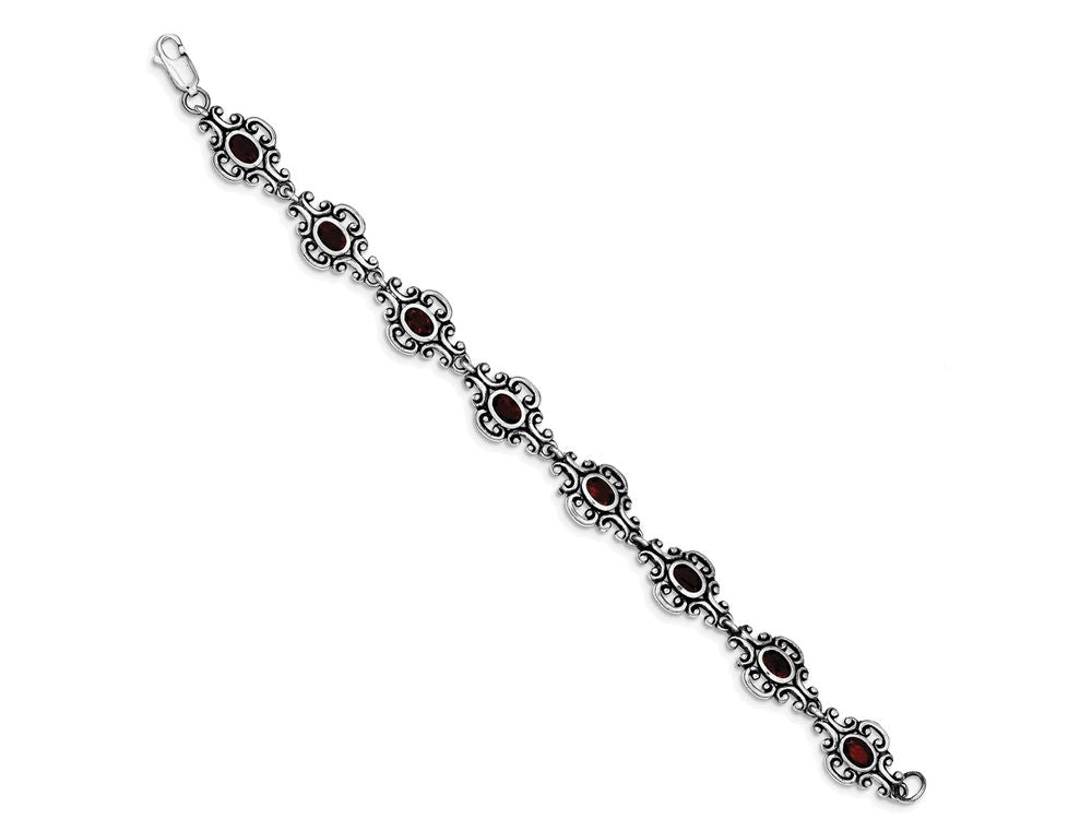 FJC Finejewelers Sterling Silver Antiqued Garnet Bracelet