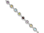 FJC Finejewelers Sterling Silver 6.5inch Multicolored Stone Bracelet