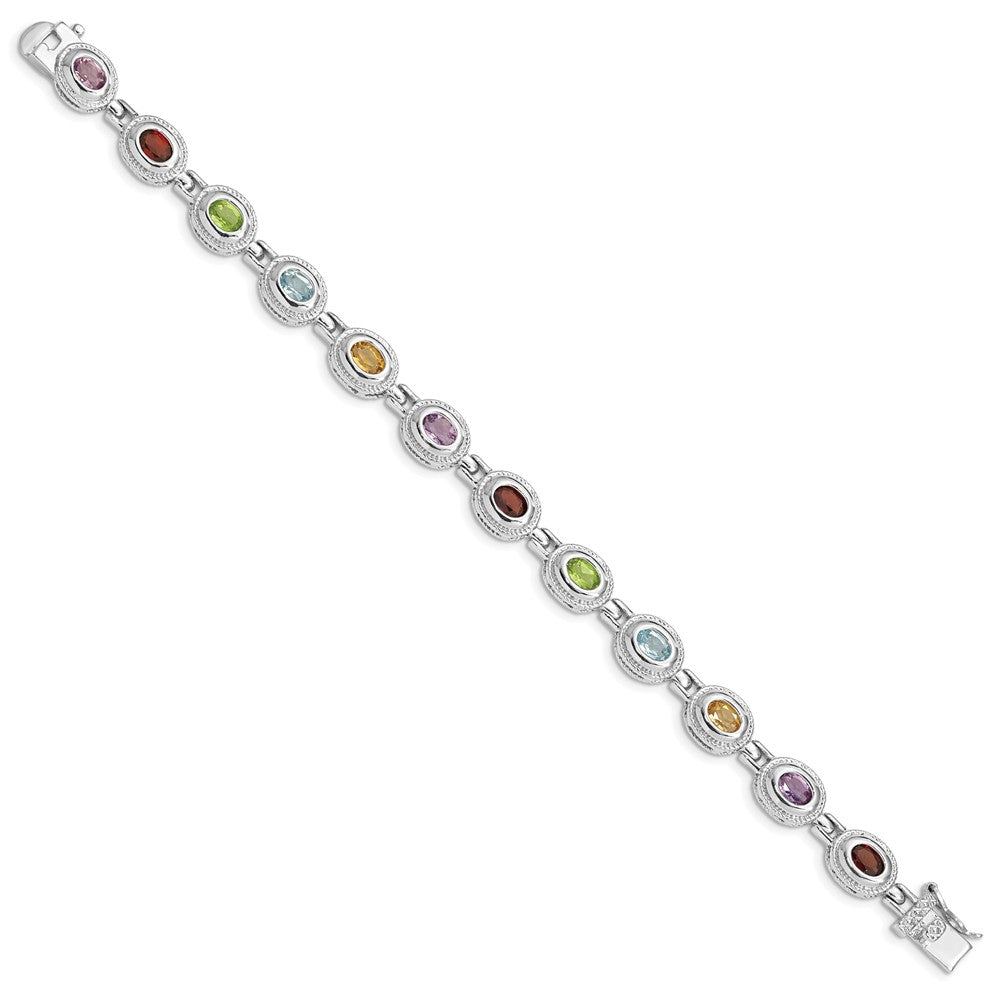 FJC Finejewelers Sterling Silver 7inch Rainbow Semi Precious Stone Bracelet