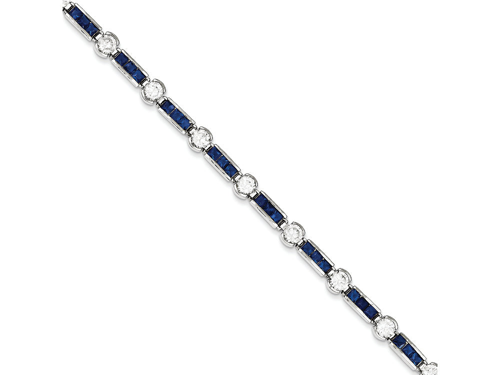 FJC Finejewelers Sterling Silver Blue And Clear Cubic Zirconia Bracelet