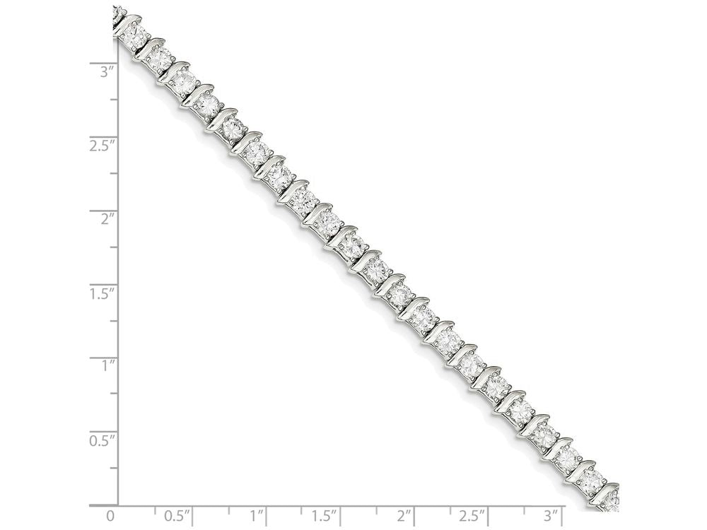 FJC Finejewelers Sterling Silver and Cubic Zirconia Fancy Polished Bracelet