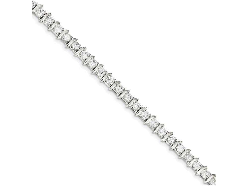 FJC Finejewelers Sterling Silver and Cubic Zirconia Fancy Polished Bracelet
