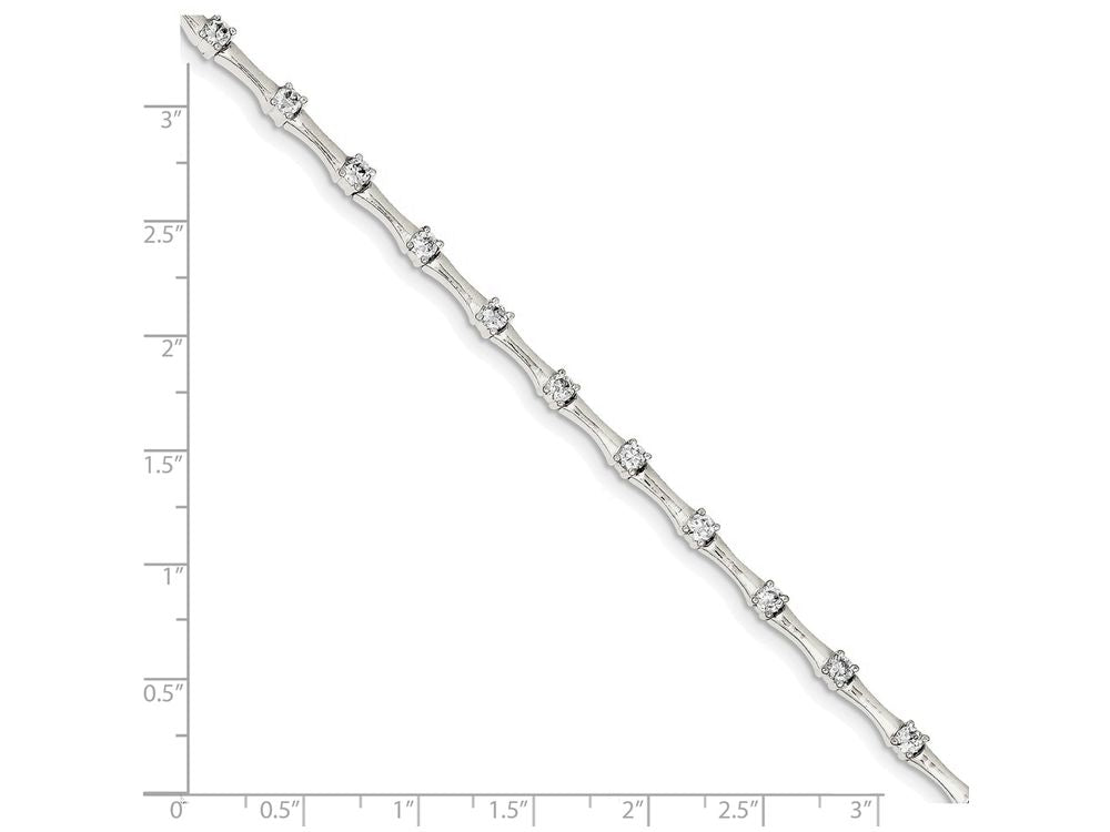 FJC Finejewelers Sterling Silver and Cubic Zirconia Fancy Polished Bracelet