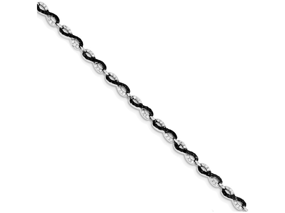 FJC Finejewelers Sterling Silver 7.5in Black And White Cubic Zirconia Small Link Bracelet
