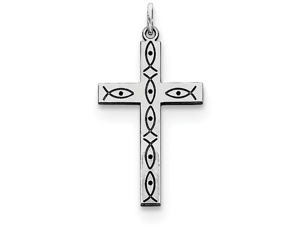 FJC Finejewelers Sterling Silver Laser Designed Cross Pendant Necklace - Chain Included