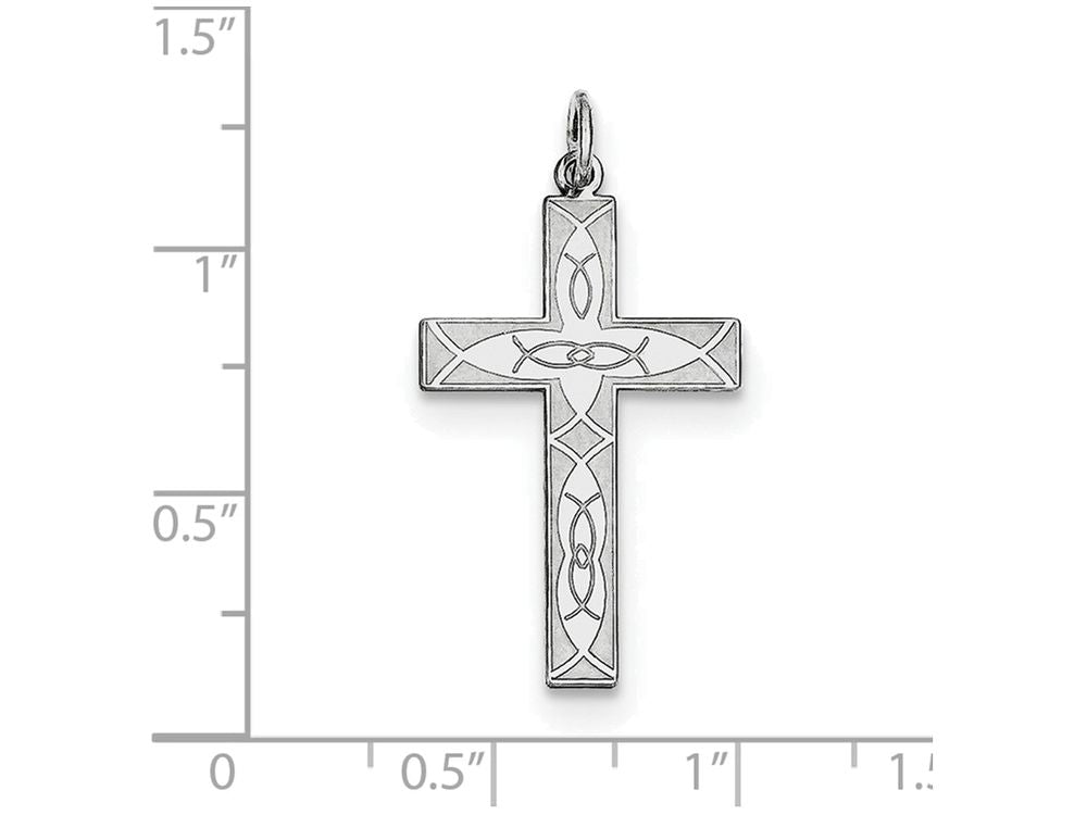 FJC Finejewelers Sterling Silver Laser Designed Cross Pendant Necklace - Chain Included