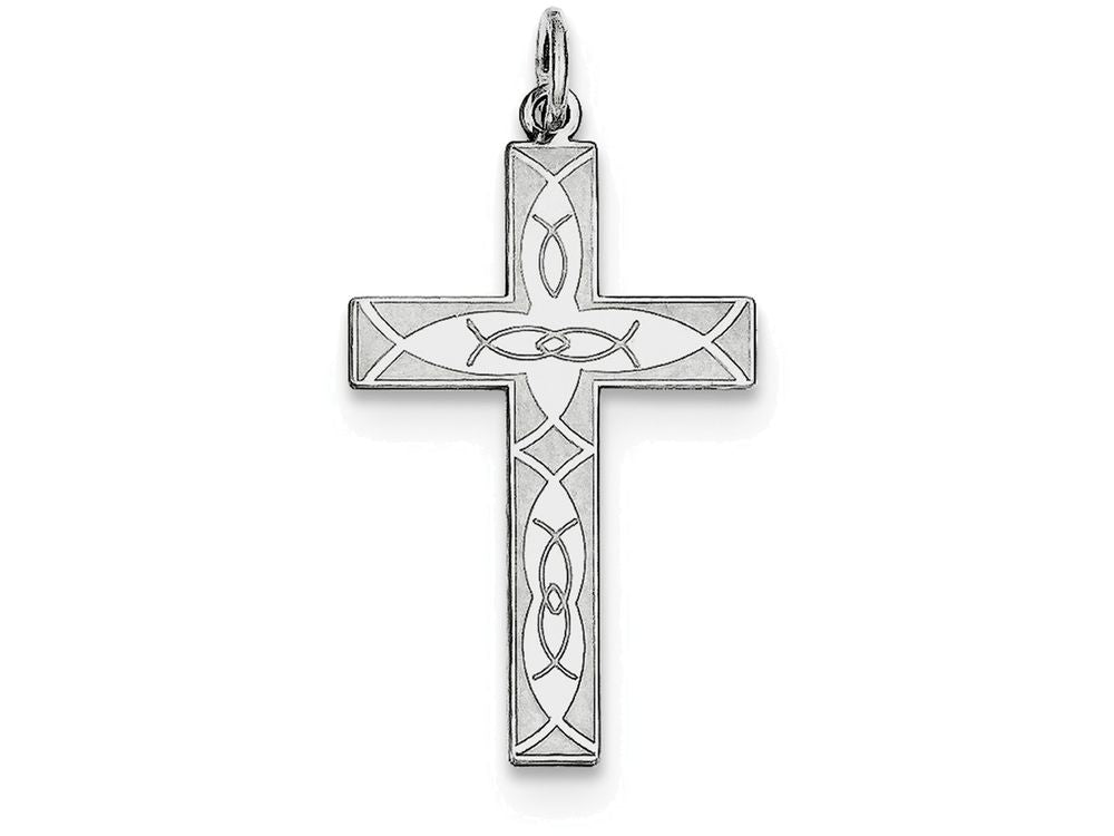 FJC Finejewelers Sterling Silver Laser Designed Cross Pendant Necklace - Chain Included