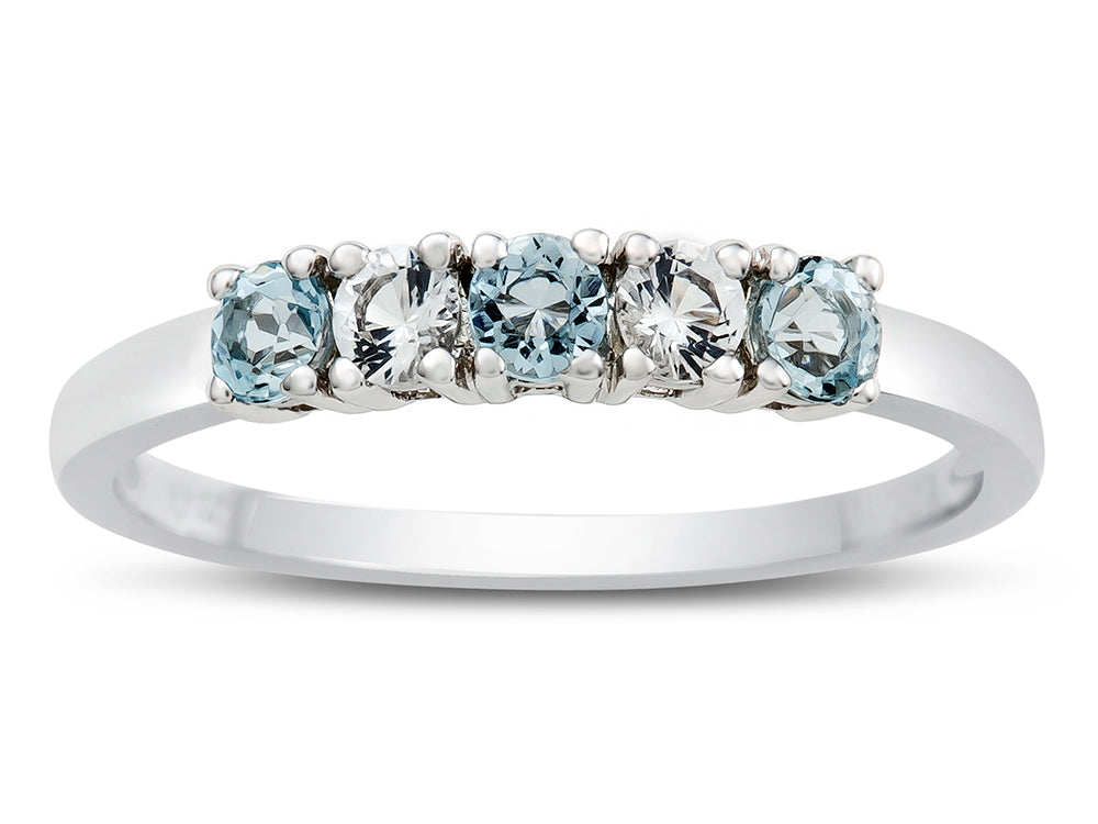 FJC Finejewelers 2.5mm Aquamarine and White Topaz Band / Ring