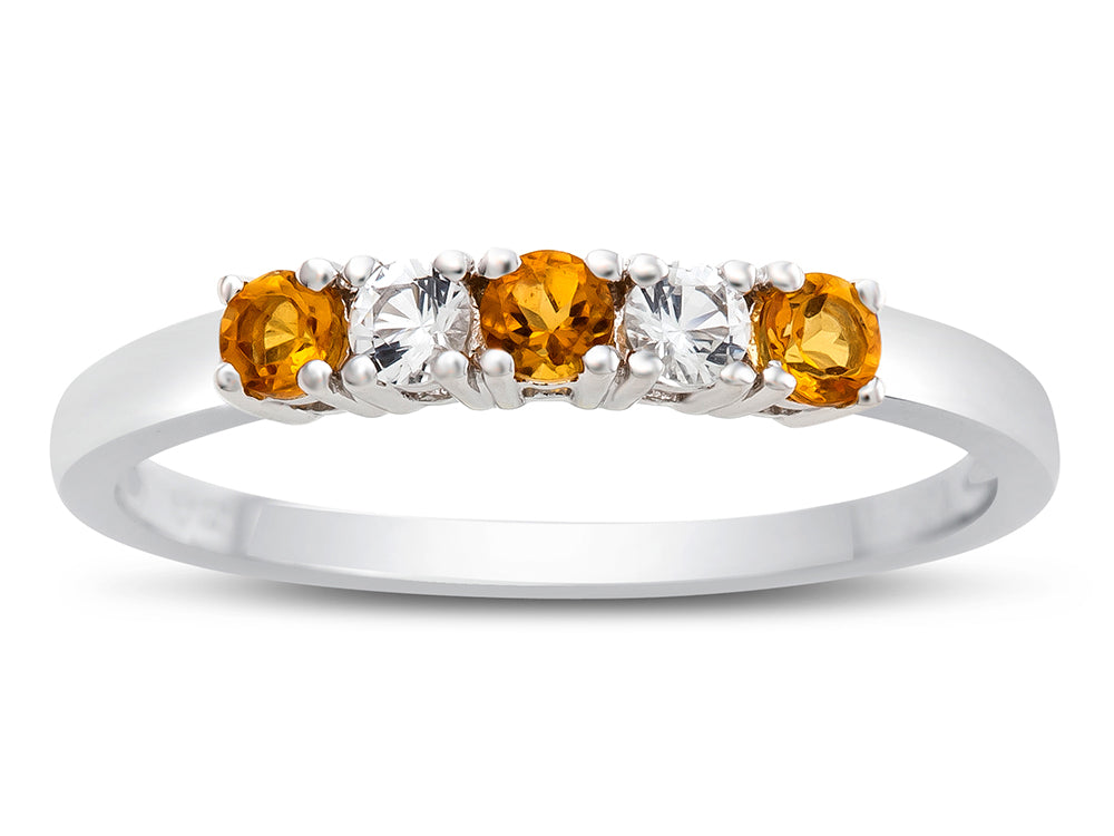 FJC Finejewelers 2.5mm Citrine and White Topaz Band / Ring