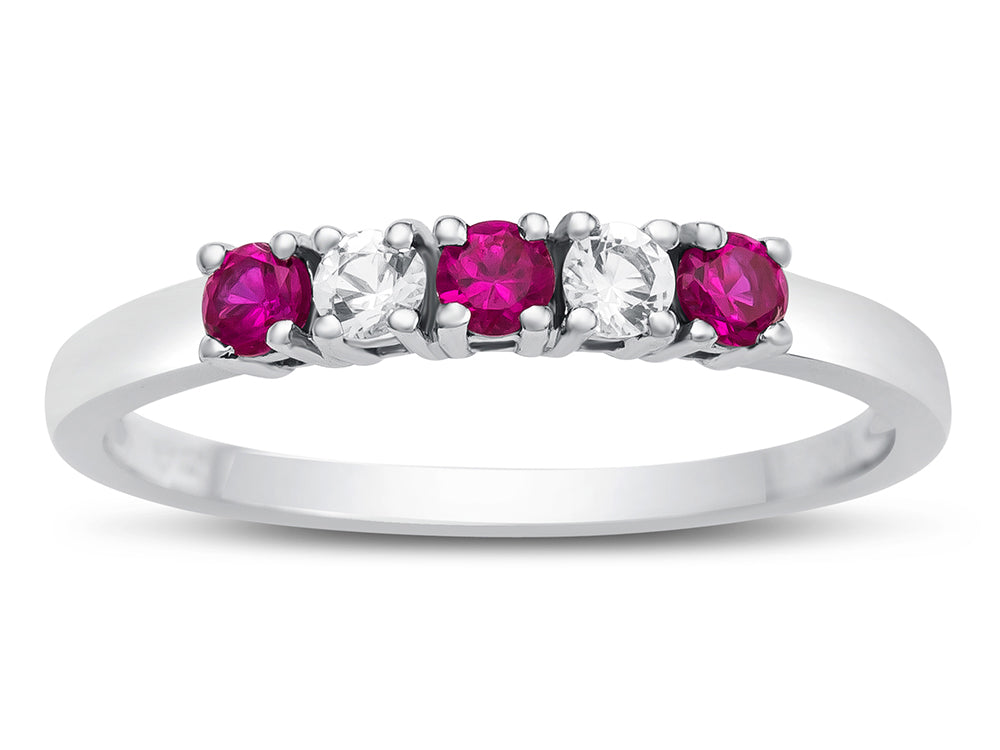 FJC Finejewelers 2.5mm Created Ruby and White Topaz Band / Ring