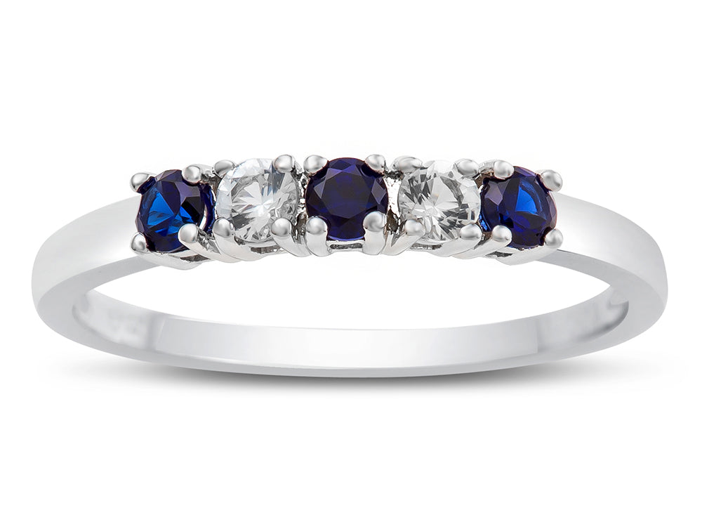 FJC Finejewelers 2.5mm Created Sapphire and White Topaz Band / Ring